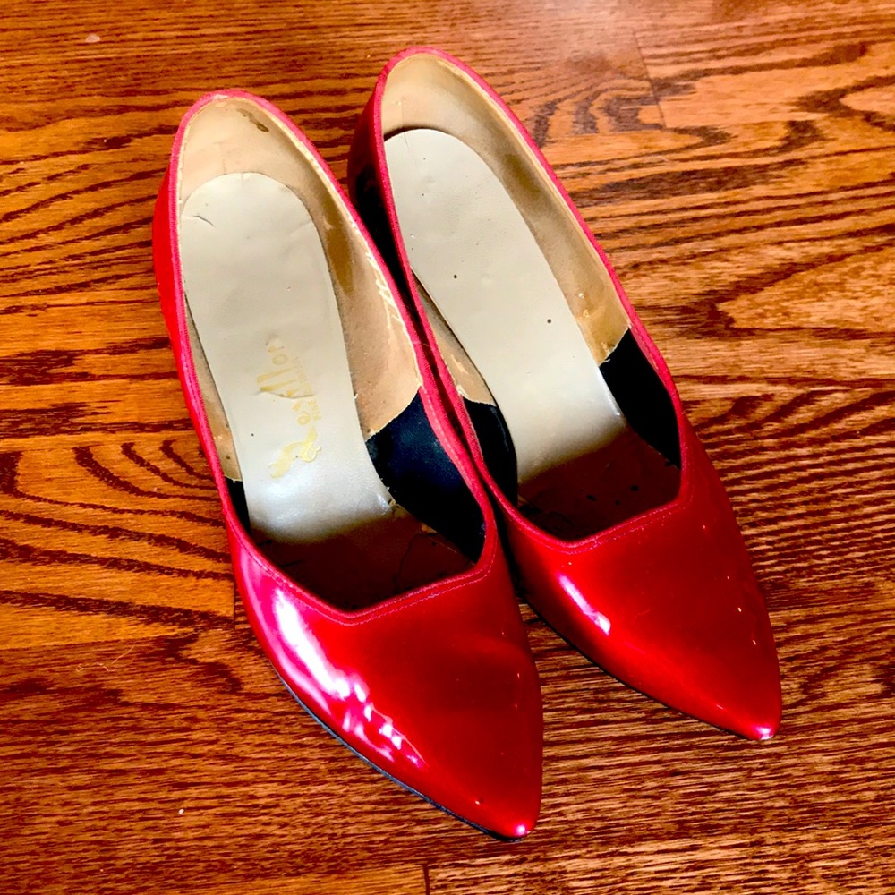 Vintage Ruby red patent leather or vinyl shoes